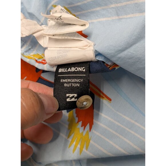 Billabong Hawaiian Button Up Size XL Tailored Fit Stretch Parrot Print Tropical - Picture 11 of 12